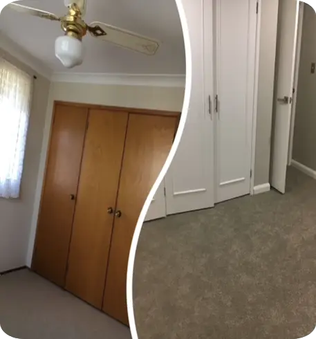 Baulkham Hills — original brown timber wardrobes